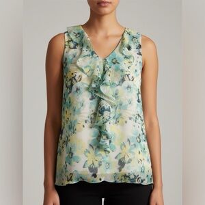 By & By Floral Skeevles Ruffle Front Blouse with Lace Back Detail
